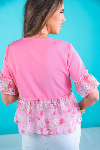 Rosy Ruffle Bow Top - FINAL SALE