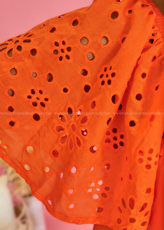 Eyelet Maxi Dress - Sunset - LAST ONE FINAL SALE