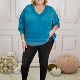 Uptown Allure Top -Washed Teal* FINAL SALE *