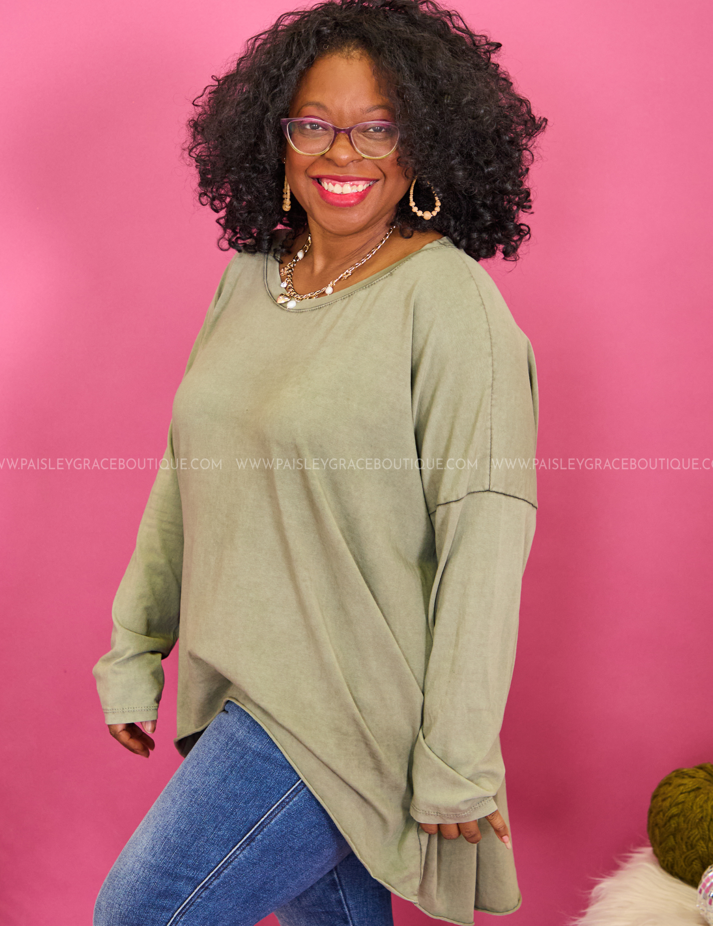 Flirty Flourish Top - Military Green - LAST ONES FINAL SALE