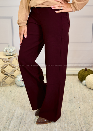 Lizzie Hyperstretch Wide Leg Pants - Dark Berry