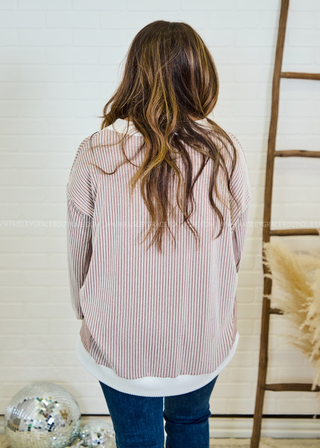 Stripe A Chord Top - Taupe