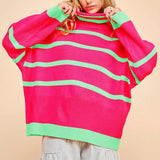 Striped Oversized Roomy Turtle Neck Sweater Top (Reg Only)* FINAL SALE *