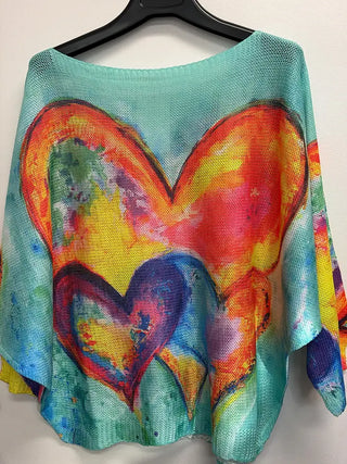 Allegra - Turquoise Hearts Sweater