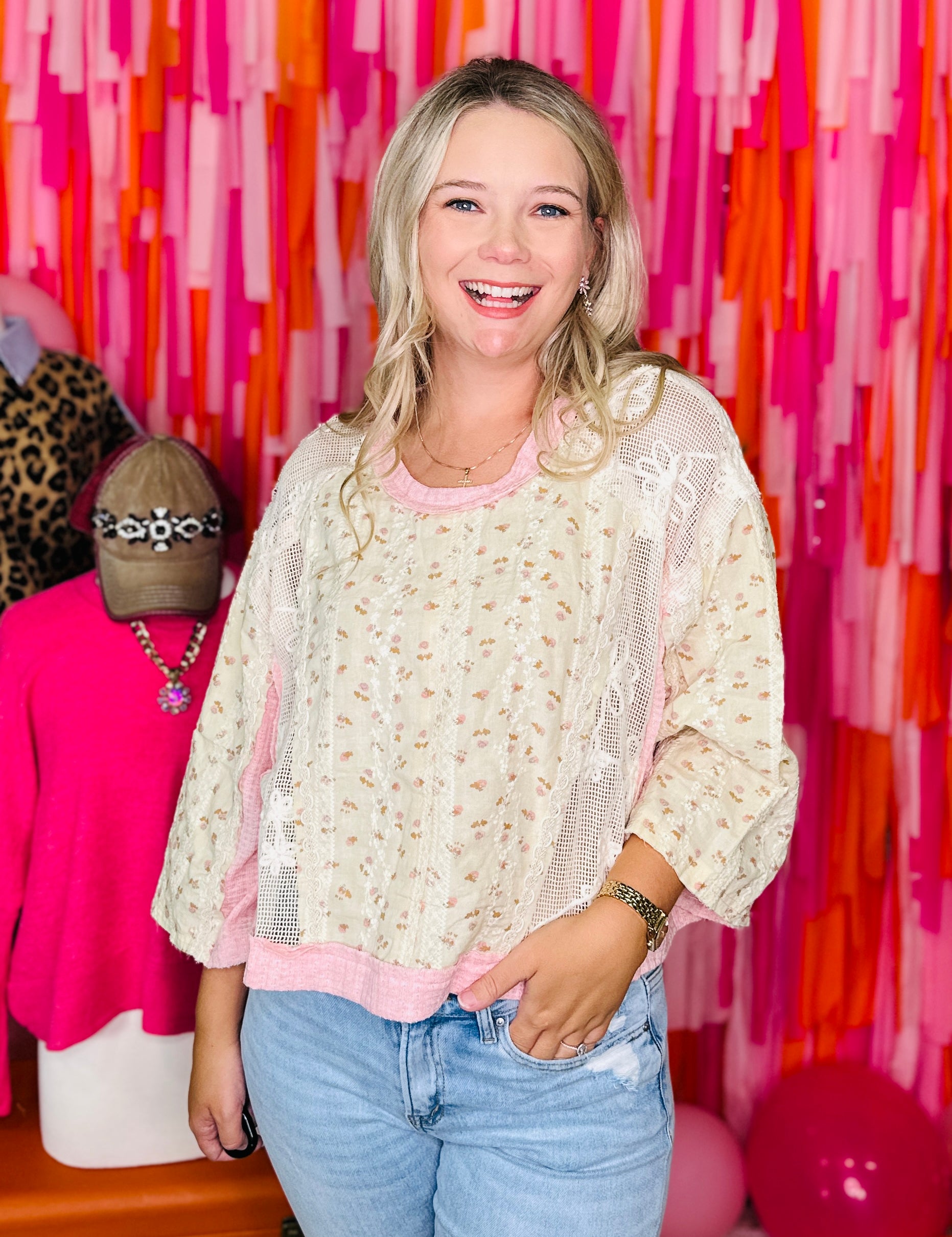 Meadow Lace Dream Top By POL - Peach Pink