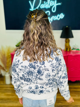Peony Floral Fleece Sweatshirt