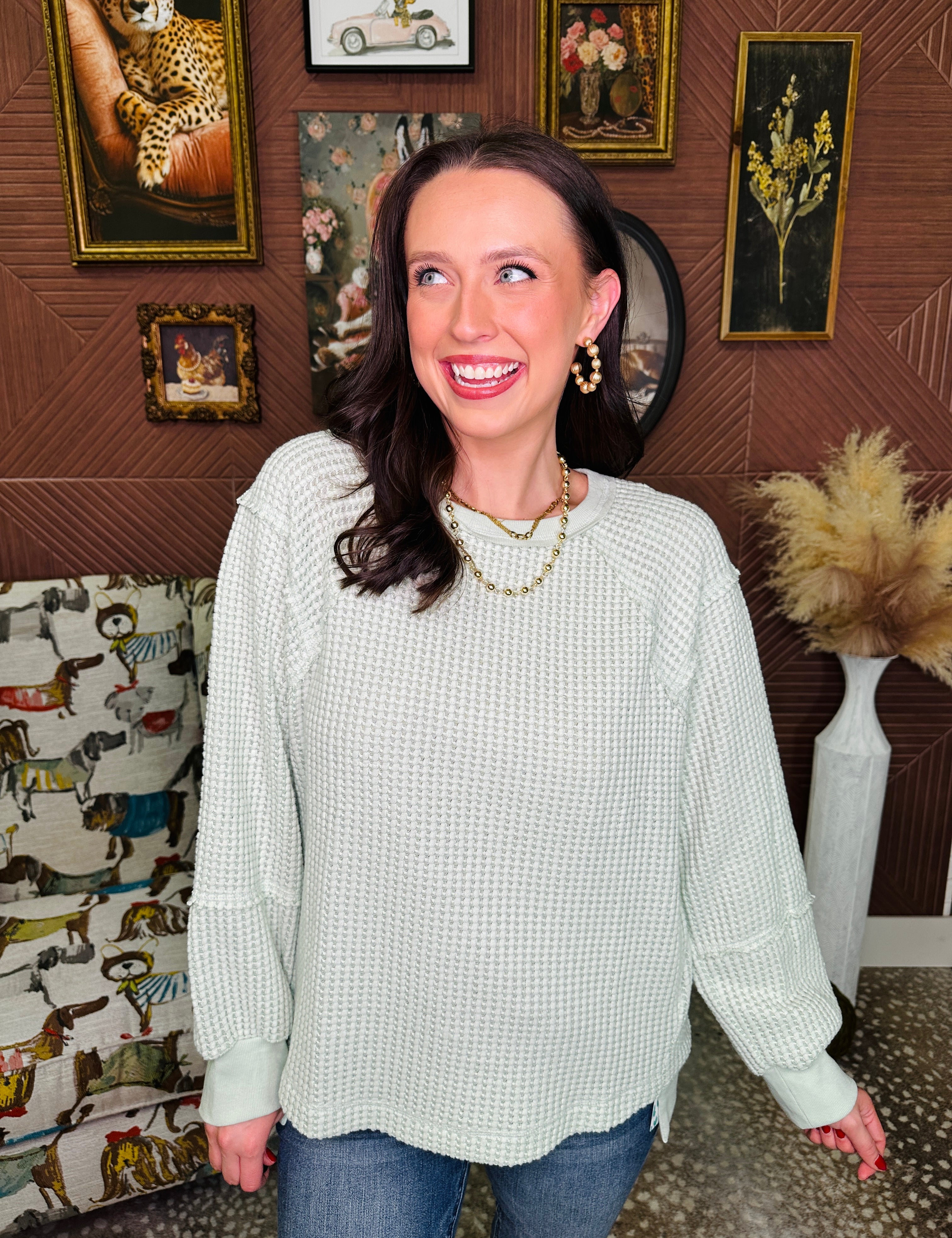 Woven In Comfort Top - Apple Green