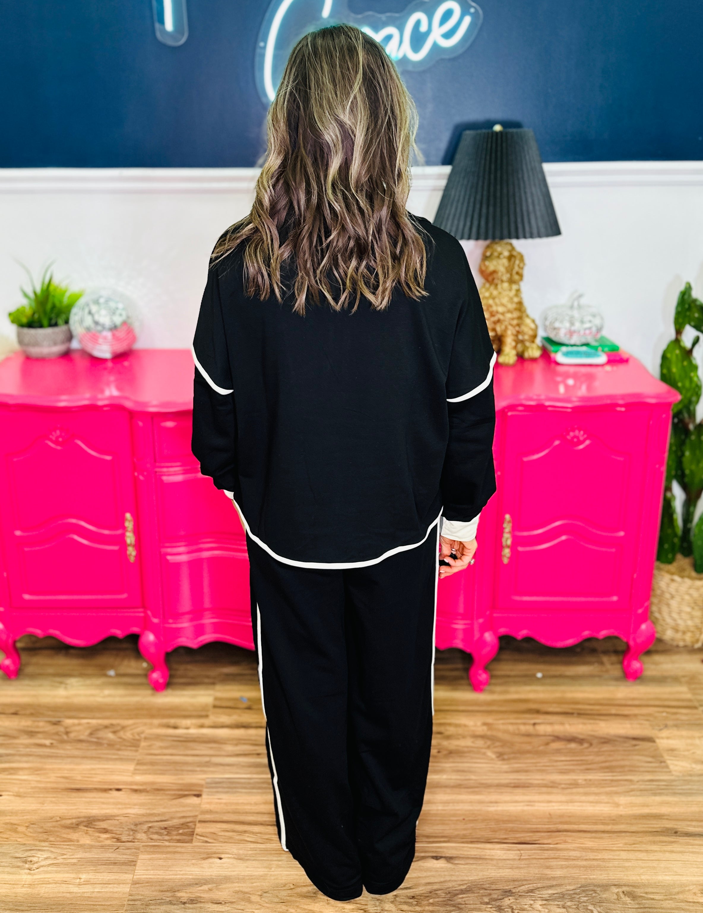 French Terry Pull On Pants - Black - LAST ONES FINAL SALE