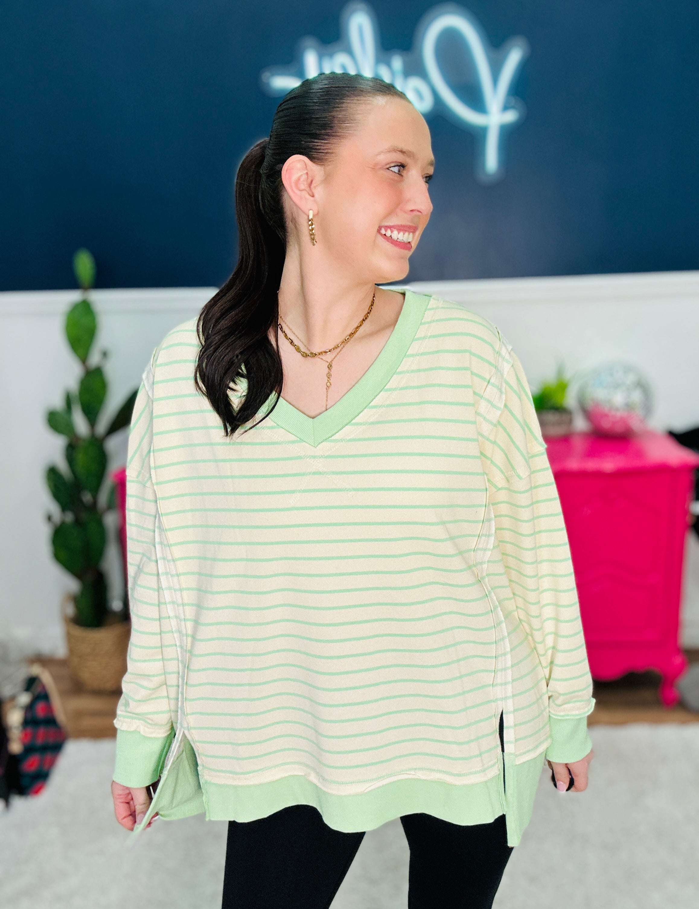 Happy Go Lucky Pullover - Lime* FINAL SALE *