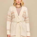 Tribal Print Waist Tie Cardigan - PREORDER