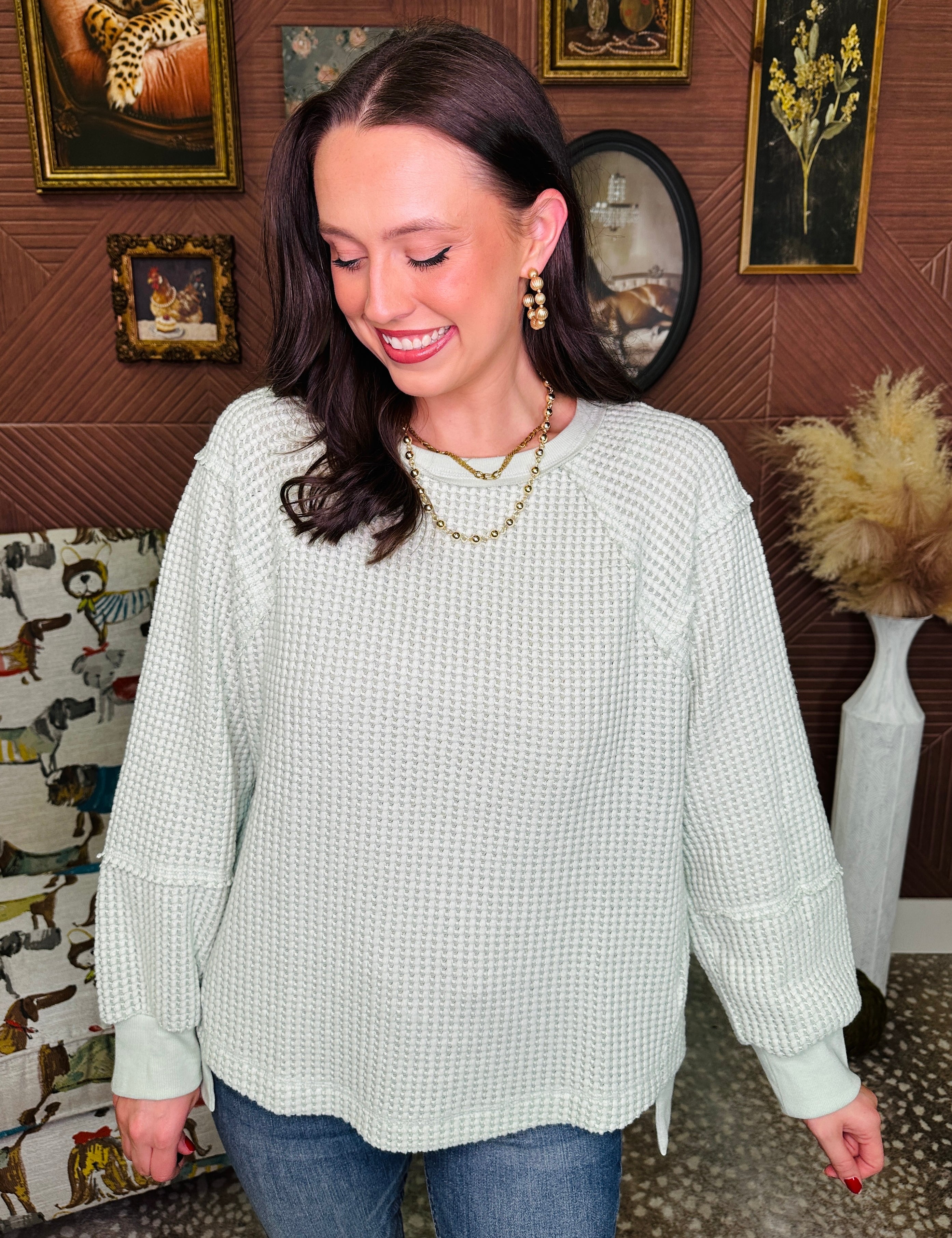 Woven In Comfort Top - Apple Green