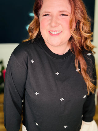 Stassie Bejeweled Sweater With Mock-Layer Trim - FINAL SALE