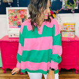 Easy Like Sunday Sweater - Pink & Green
