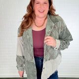 Washed Corduroy Colorblock Button Down Shacket - FINAL SALE
