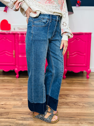 Winslow Contrast Bottom Hem Cropped Pants