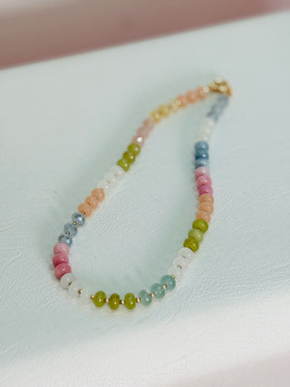 Marsha Crystal Beaded  Necklace - Light Multi