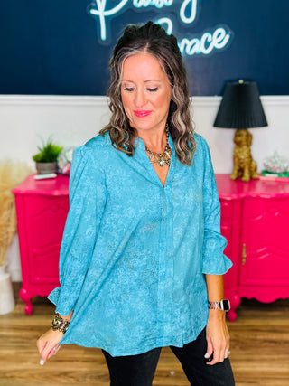 Nora Aqua Long Sleeve Top - FINAL SALE