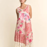 Floral Patchwork Lace Tiered Dress - PREORDER