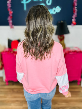 Checkered Print Patchwork Pullover Top