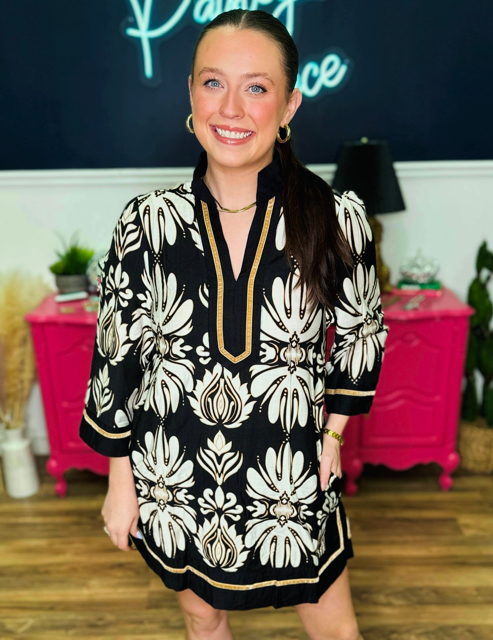 Baroque Floral Tunic Dress - DEAL - LAST ONES FINAL SALE
