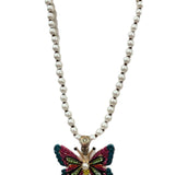 ATG Multi Crystal Butterfly Pearl Necklace #105 - Preorder