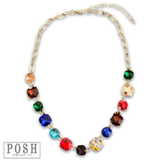 Square Rhinestone & Chain Necklace