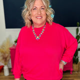 Vanna Hot Pink Sweater With Front Pockets - LAST ONES FINAL SALE