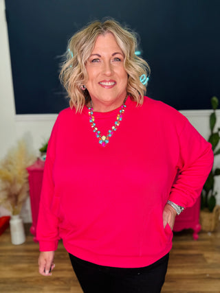 Vanna Hot Pink Sweater With Front Pockets