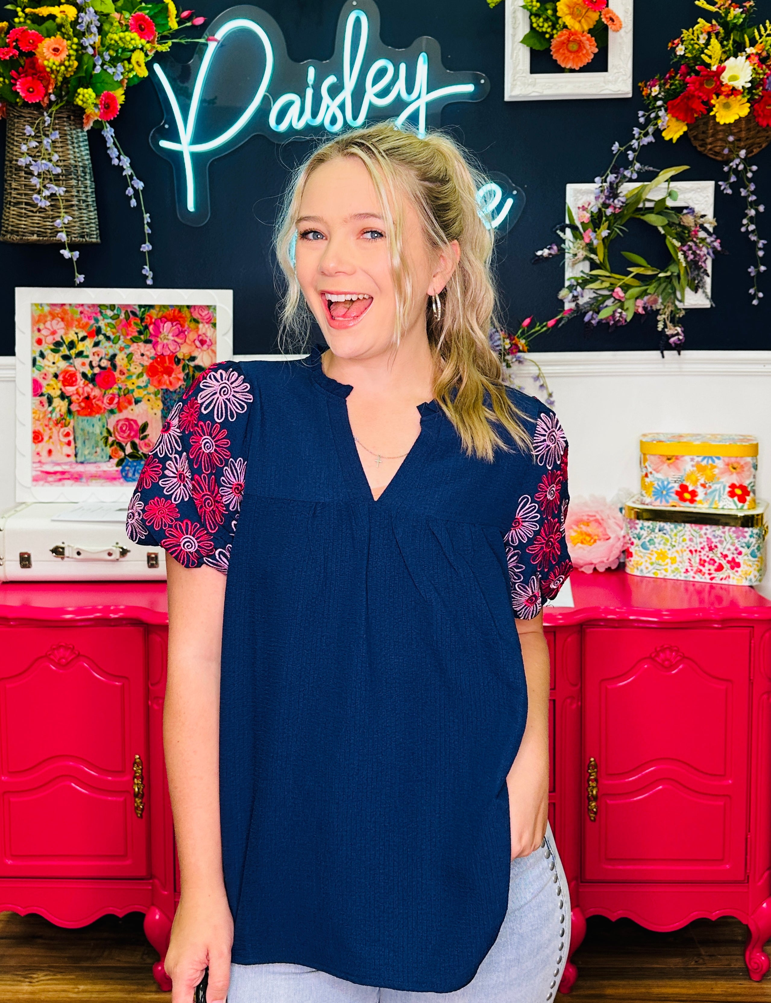 Navy Meadow Top