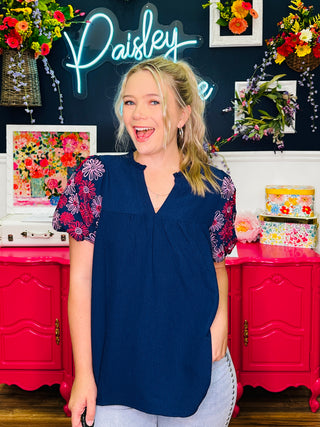 Navy Meadow Top