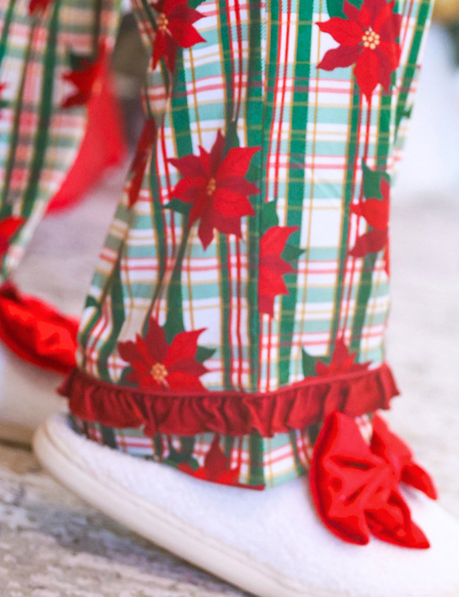 PREORDER- Plaid Poinsettia Ruffle Pajama Set