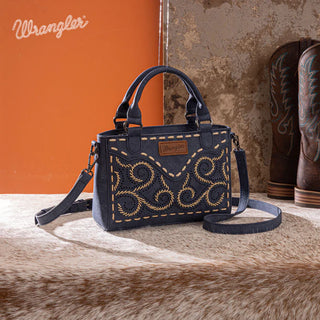 Wrangler Embroidered Swirl Mini Satchel Crossbody - Navy