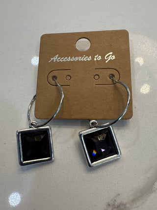 Chiclet Crystal Hoop Earrings