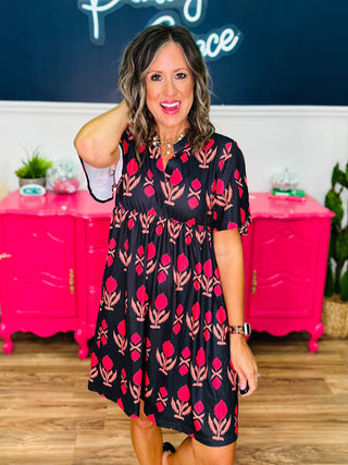 Elora Geo Floral Dress