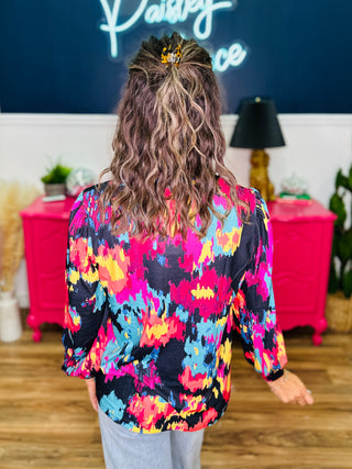 Zaria Abstract Print Top