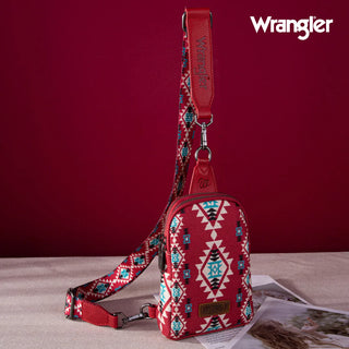 Wrangler Southwestern All-over Aztec Print Sling Bag - Burgundy
