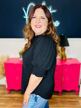 Dear Scarlett Lizzy Smocked Top - Black