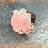 Pink Beaded Flower Slide
