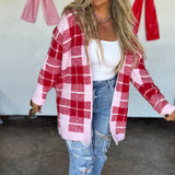 Red/Pink Plaid Cloud Cardigan - Preorder