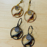 Perching Bird Hoop Earrings - 2 Styles