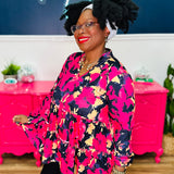 Iris Fuchsia Floral Baby Doll Top - LAST ONES FINAL SALE