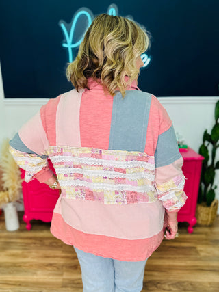 Button Collar Long Sleeve Top