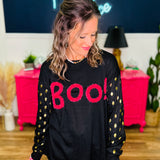 Boo Black Contrast Sleeve Top - LAST ONES FINAL SALE