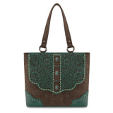 Montana West Embossed Floral Tote Bag - Turquoise