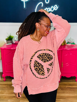 Peace Patch Washed Thermal Pullover - Faded Mauve