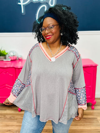 POL Spring Sky Top - Ghost Grey