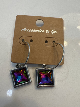 Chiclet Crystal Hoop Earrings