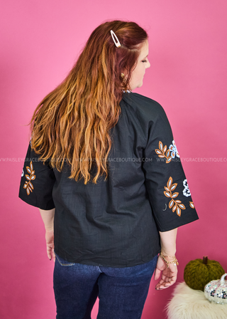 All In Me Embroidered V-Neck Blouse