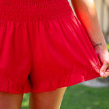PREORDER- Sunny Strolls High Waisted Shorts- Red