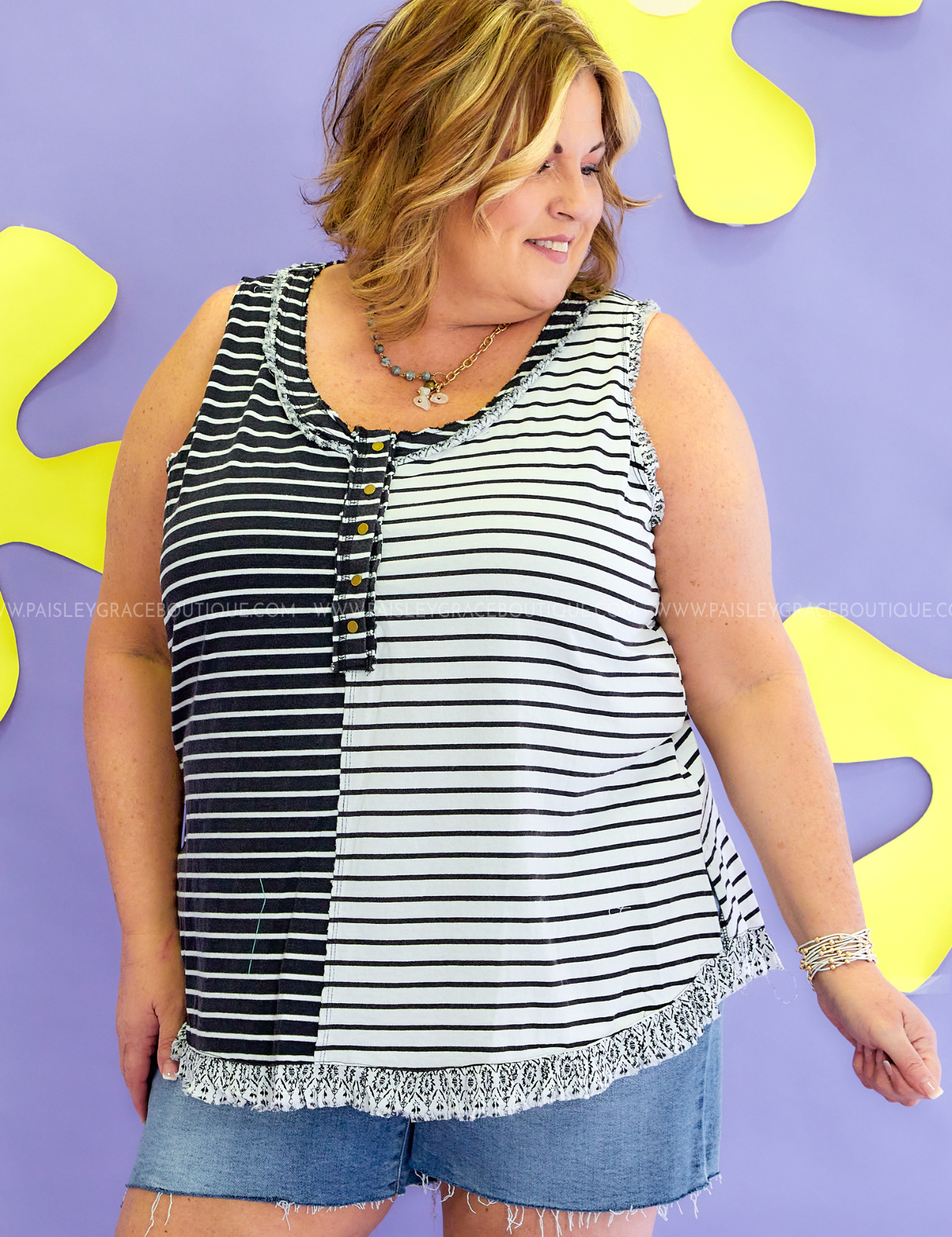 Color Blocked Striped Knit Tank Top* FINAL SALE *